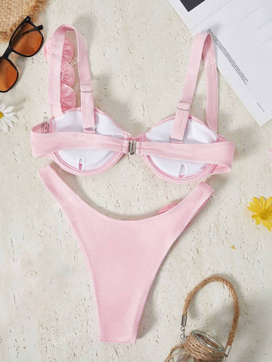 Maiô Bikini com Sustentação Floral Tridimensional