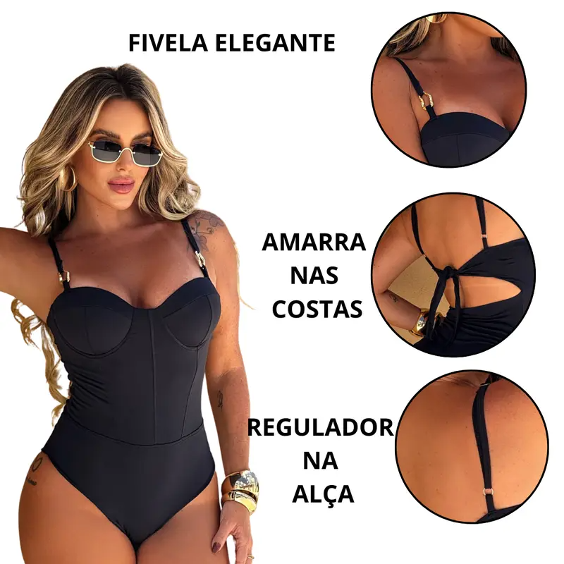 Body Maiô Feminino Elegante Blogueira
