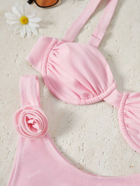 Maiô Bikini com Sustentação Floral Tridimensional